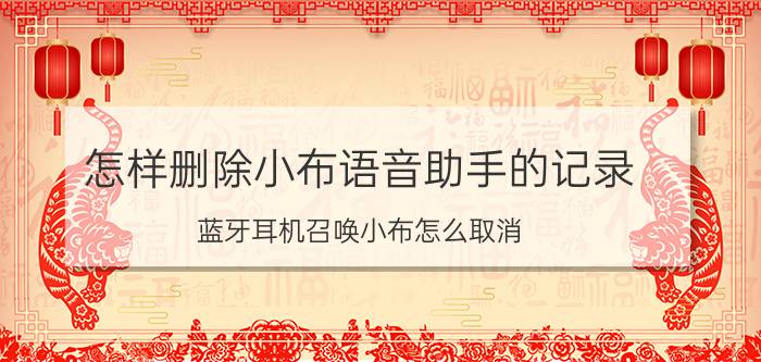 怎样删除小布语音助手的记录 蓝牙耳机召唤小布怎么取消？